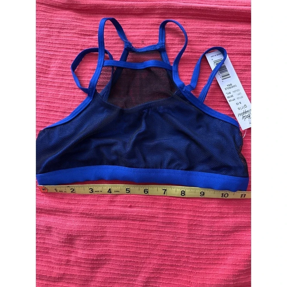 L Body Wrappers Royal Blue Black Mesh High Neck Dance Crop Top youth 810